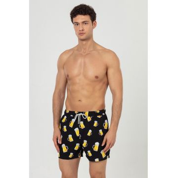 Pantaloni scurti de baie cu buzunare si model