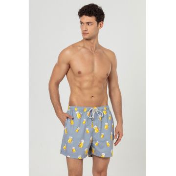 Pantaloni scurti de baie cu buzunare si model
