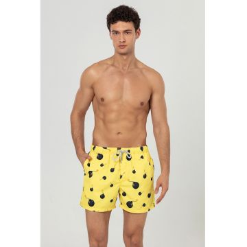 Pantaloni scurti de baie cu buzunare si model