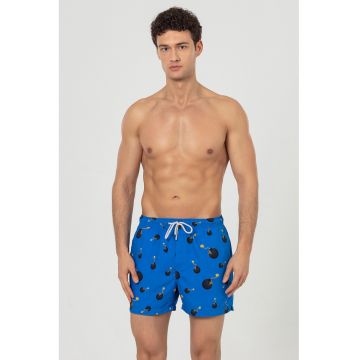 Pantaloni scurti de baie cu buzunare si model