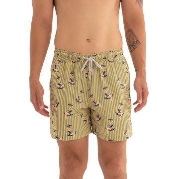 Pantaloni scurti de baie cu model si snur