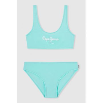Costum de baie in doua piese cu imprimeu logo