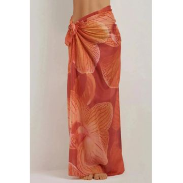 Cover-Up Plaja -  Maxi imprimat - Portocaliu -