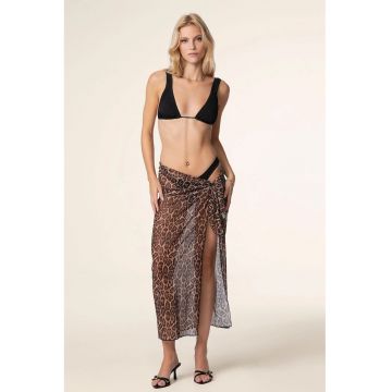 Fusta de plaja transparenta cu animal print