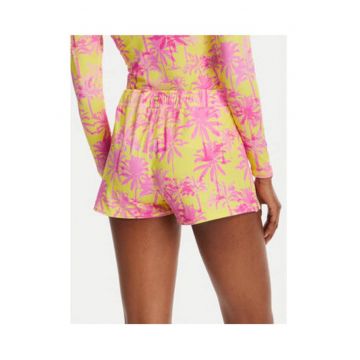 Pantaloni scurti de baie dama -  poliamida/elastan - galben/roz