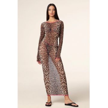 Rochie de plaja transparenta cu animal print -