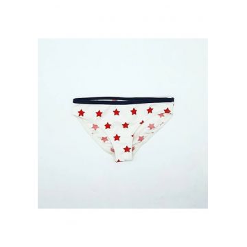Slip de baie fetite -  cu stelute rosii - 81419 - 92 cm - Alb