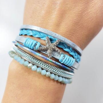 Bratara dama piele Sea Star Blue-MY40