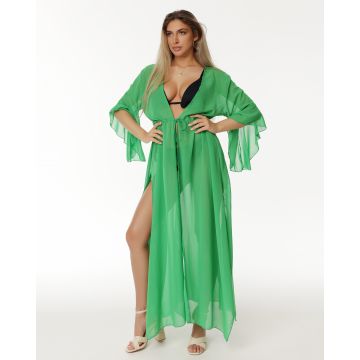 Cardigan kimono de Plajă Verde Fresh Palm