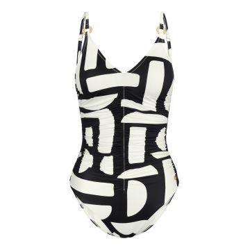 Costum de baie dama  10214733 - Poliamida/Elastan - Negru/Ecru