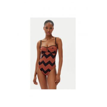 Costum de baie dama  C17RUK A04 - Poliamida/Elastan - Maro/Negru