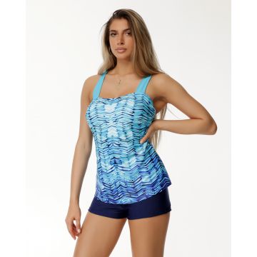 Costum de baie dama, tankini cu maieu si pantaloni scurti Albastru SeaActive