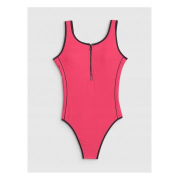 Costum de baie dintr-o singura piesa -  roz - material sintetic - cupe detasabile - pentru femei