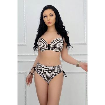 Costum de baie doua piese MANON, sutien balconette cu slip basic, BEJ