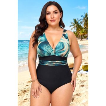 Costum de baie intreg VELMORA, cu slip basic si acoperire medie-spate, OceanFlow Turquoise