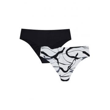 Set 2 Slipuri pentru dama  brazilian - poliamida - alb/negru Set 2 Slipuri pentru dama  brazilian - poliamida - alb/negru