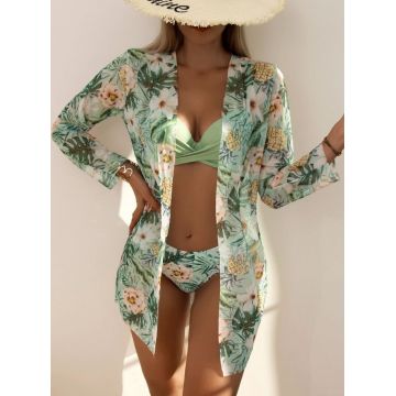 Set 3 piese Costum de baie si tunica Escape Verde