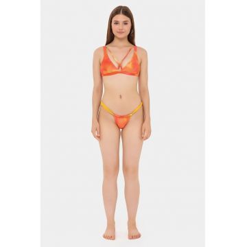 Set bikini  bretele - decolteu ombre - portocaliu - textil