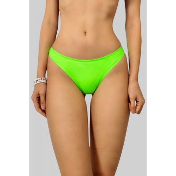 Slip de baie dama, INAJOY, cu talie medie si croi brazilian, Verde neon