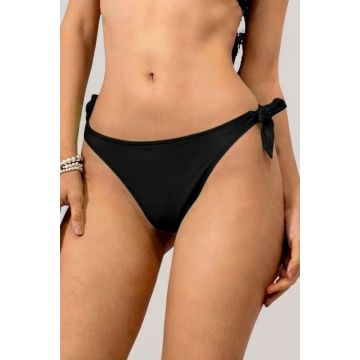 Slip de baie dama QENVIP, cu talie medie si croi reglabil, Negru
