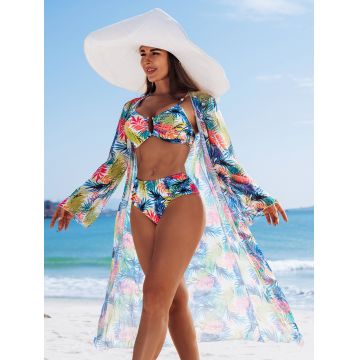 Costum de Baie 2 Piese cu Tunica lunga, Sutien și Slip clasic Sorina Verde