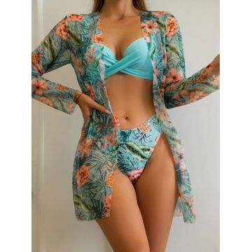 Set 3 piese Costum de baie si tunica Escape Sky Blue