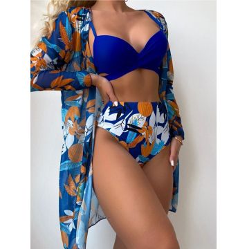 Set 3 piese Costum de baie si tunica Josephine Albastru