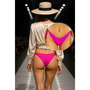 Slip brazilian cu snur reglabil in laterale Roz-T02R