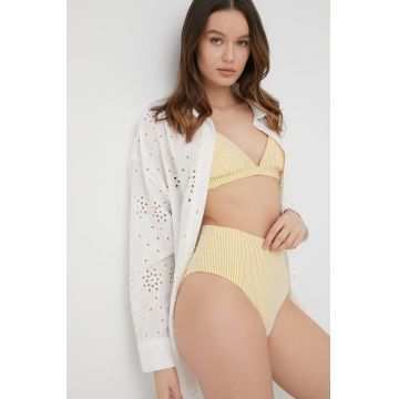 Superdry sutien de baie culoarea galben, cupa usor rigidizata