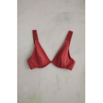 women'secret sutien de baie culoarea rosu, cupa rigidizata