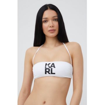 Karl Lagerfeld sutien de baie culoarea alb, cupa rigidizata