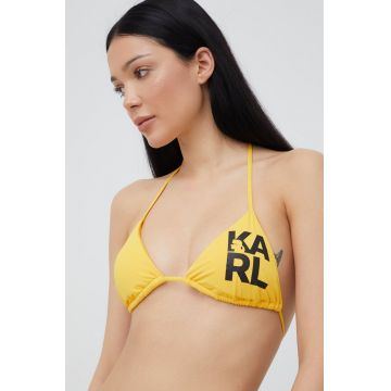 Karl Lagerfeld sutien de baie culoarea galben, cupa usor rigidizata